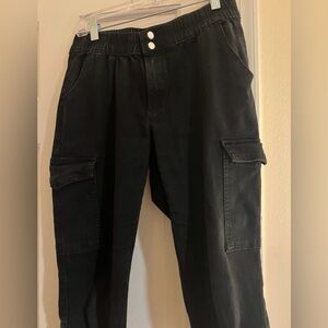 Black Tapered Cargo Pants stretch waistband size Small